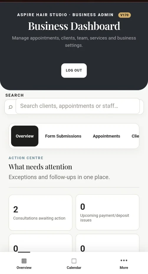 Lymelo appointment booking software interface